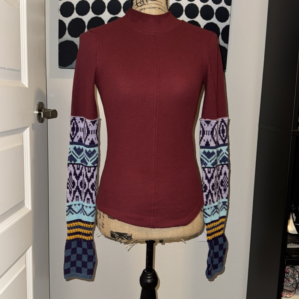 Free People Gorgeous Thermal Burgandy X-Small - Picture 2 of 8